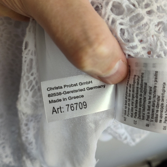 New CPM Due plus size blouse 22 bright white mixed lace sheer layered new light - Picture 9 of 14